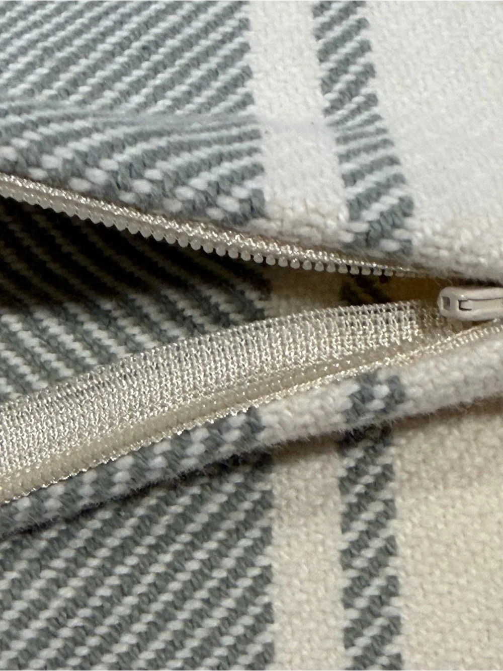 Pottery Barn Gray Green Antique Stripe Print Pillow Cover 24”x 24” Zipper